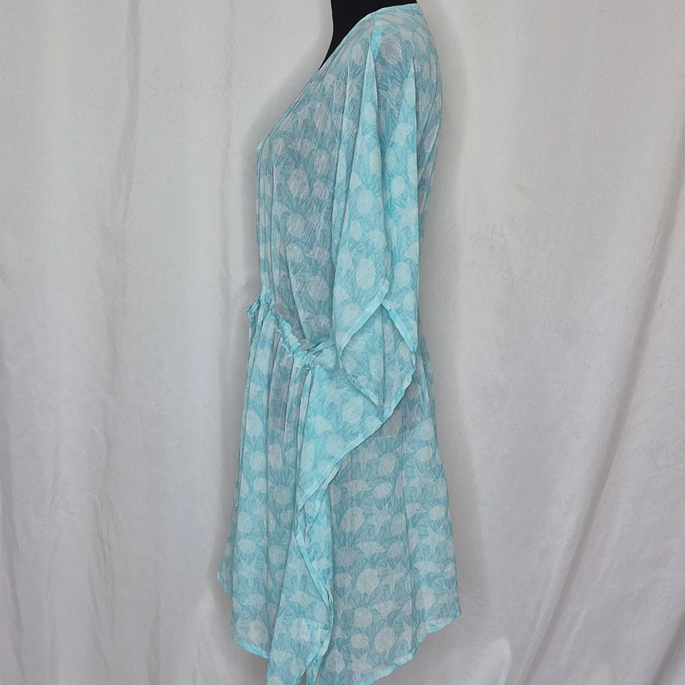 Just (Bee) Aqua Blue Seashell Beach Swim Coverup Sheer - Adjustable / One Size - Picture 2 of 12